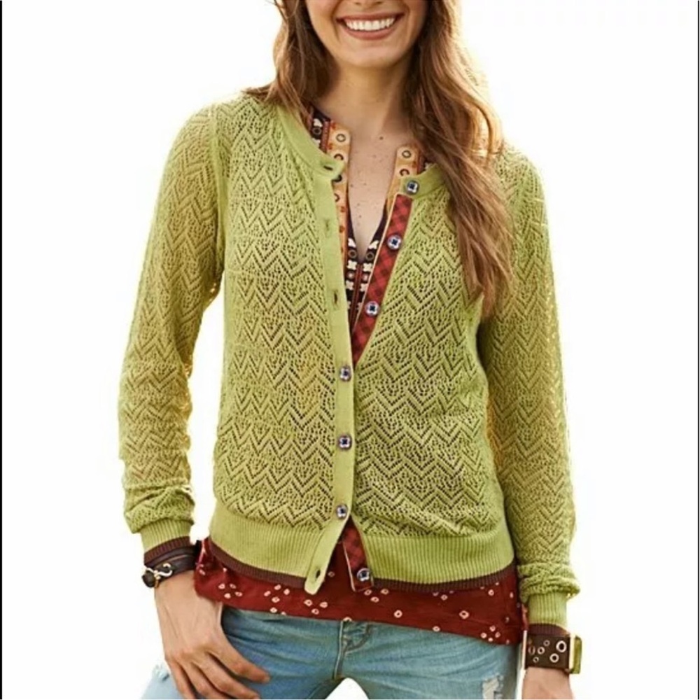 MATILDA JANE - Secret Garden Green 100% Cotton Cardigan Sweater‎ - Size M